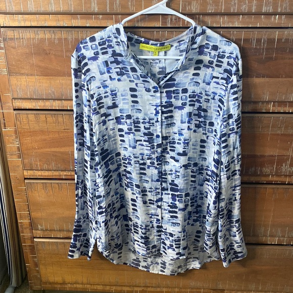 Blue Long sleeve button up blouse - Picture 1 of 5